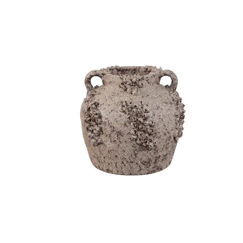 Vase – Keramik Material, Raue Oberfläche, Korallen Design mit Griffen, Beige, S – Deisy | PTMD