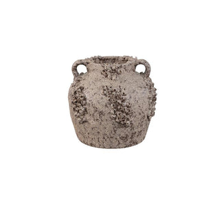 Vase – Keramik Material, Raue Oberfläche, Korallen Design mit Griffen, Beige, S – Deisy | PTMD