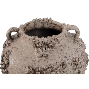 Vase – Keramik Material, Raue Oberfläche, Korallen Design mit Griffen, Beige, S – Deisy | PTMD