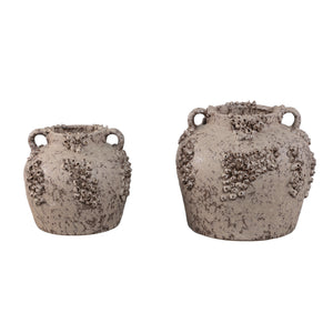 Vase – Keramik Material, Raue Oberfläche, Korallen Design mit Griffen, Beige, S – Deisy | PTMD