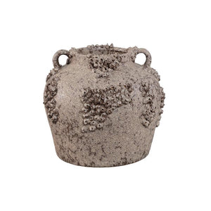 Vase – Keramik Material, Raue Oberfläche, Korallen Design mit Griffen, Beige, L  – Deisy | PTMD