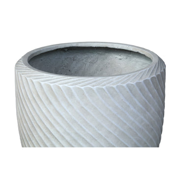 Pot – beige surface, wave pattern, round shape, handmade – Nikol | PTMD