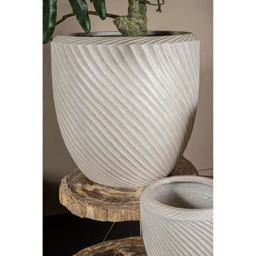 Pot – beige surface, wave pattern, round shape, handmade – Nikol | PTMD