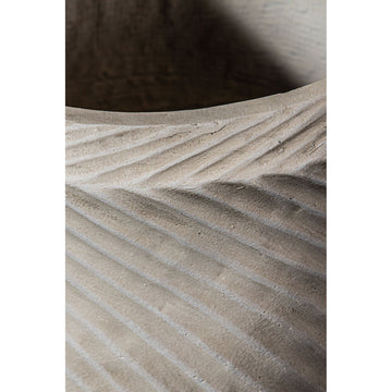 Pot – beige surface, wave pattern, round shape, handcrafted – Nikol | PTMD