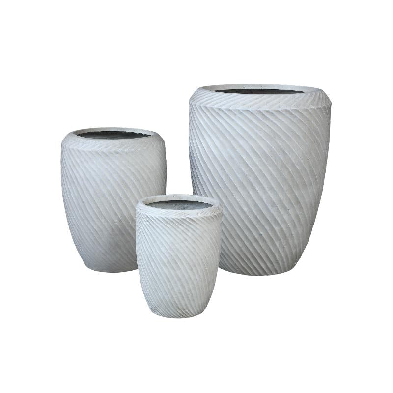 Pot – beige surface, wave pattern, round shape, handcrafted – Nikol | PTMD