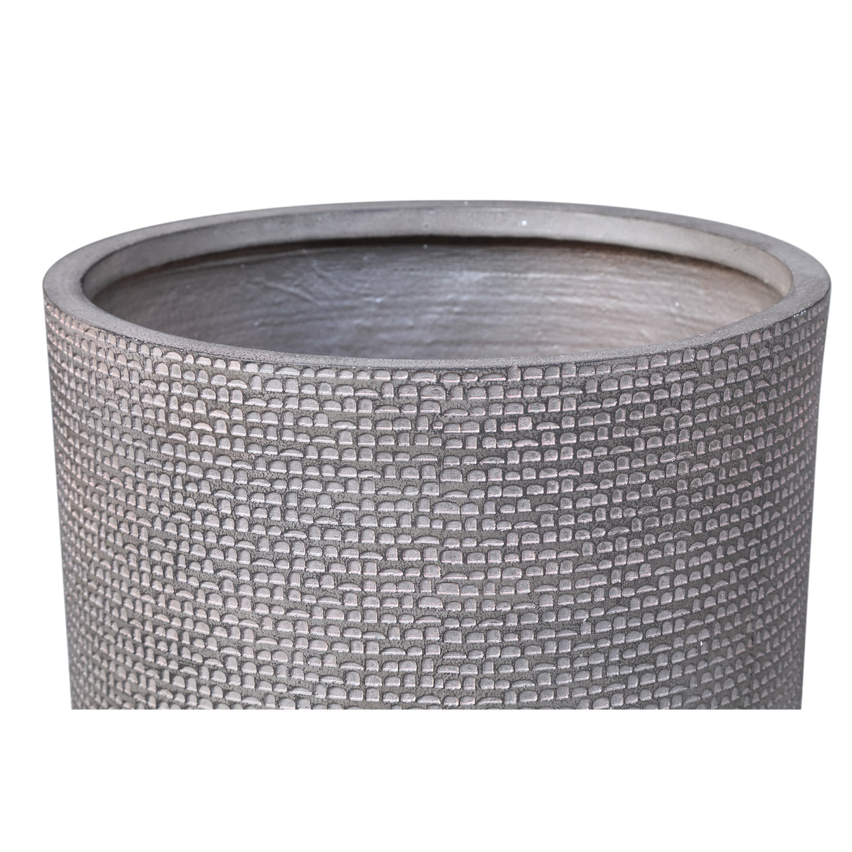 Pot – brown surface, patterned look, round shape, low shape – Rylon | PTMD