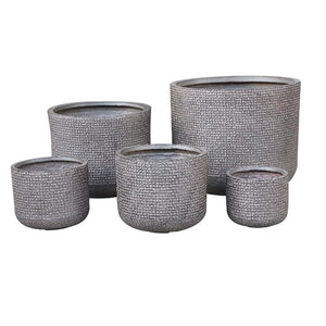 Pot – brown surface, patterned look, round shape, low shape – Rylon | PTMD