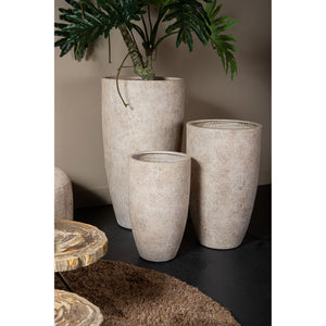 Topf – Antik Design, Raue Oberfläche, GRC Material, Beige , Hoch – Salah | PTMD