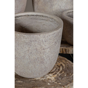 Pot – beige surface, antique look, rough texture, round shape, handcrafted – Salah | PTMD