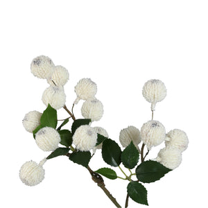 Artificial Branch – White Xylia Fruit Spray, Plastic, Semi-Handmade | PTMD