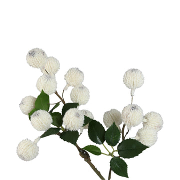 Artificial Branch – White Xylia Fruit Spray, Plastic, Semi-Handmade | PTMD