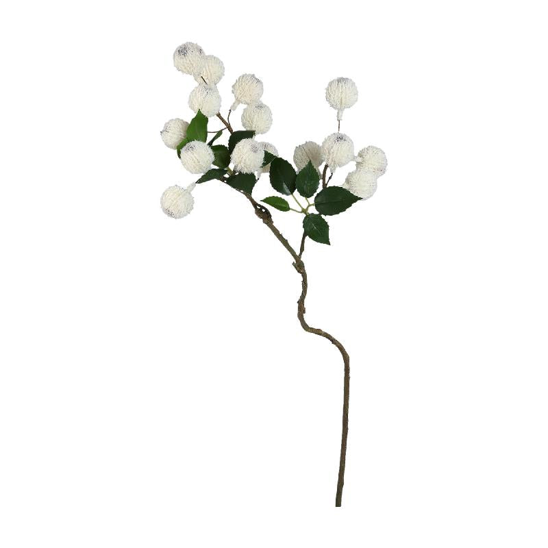 Artificial Branch – White Xylia Fruit Spray, Plastic, Semi-Handmade | PTMD