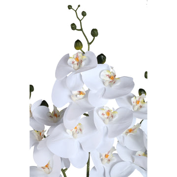 Kunstpflanze - Weiße Phalaenopsis Busch, Kunststoff, Halbhändig gefertigt | PTMD