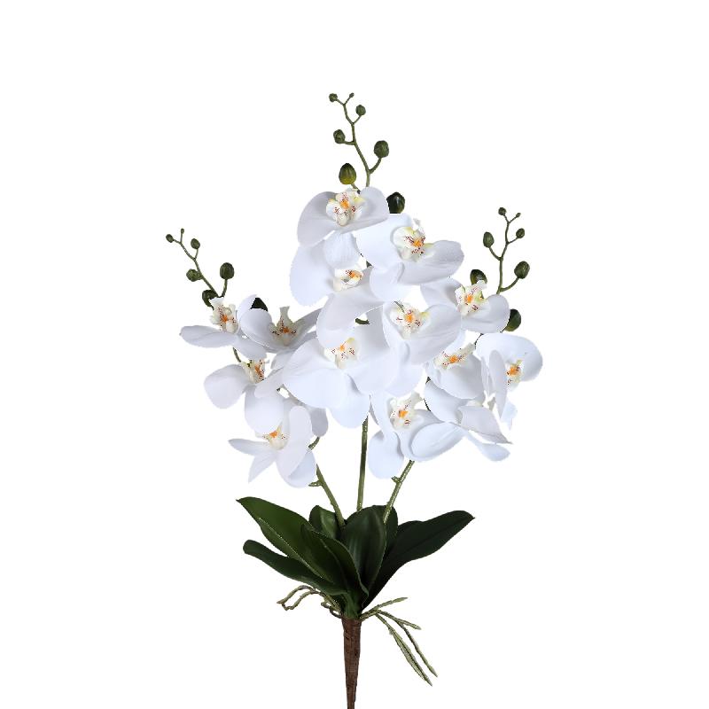 Kunstpflanze - Weiße Phalaenopsis Busch, Kunststoff, Halbhändig gefertigt | PTMD