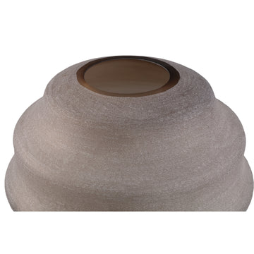 Vase – Beige Farbton, Glas Material, Geschichtetes Design, Niedrige Form – Elladie | PTMD