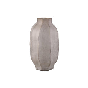 Vase - Beige Glass, Ribbed Surface, Round Shape, Tall - Natae | PTMD