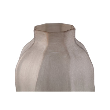 Vase – Beigefarbenes Glas, Geriffelte Oberfläche, Runde Form, Hoch – Natae | PTMD