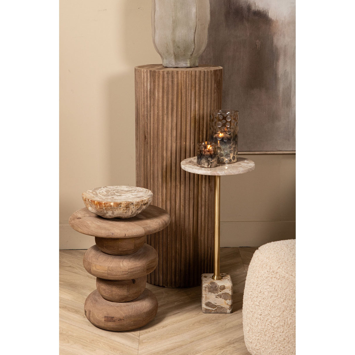 Dekotablett – Versteinertes Holz, Halbkugel Design, Naturbelassene Oberfläche, S – Bethe | PTMD