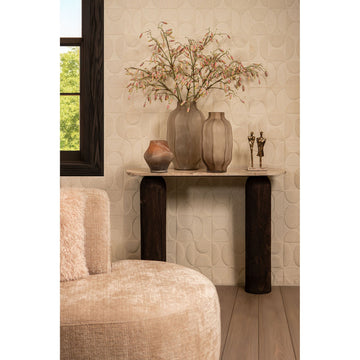 Vase – Cream-colored Glass, Wavy Design, Spiral Center, S – Caruso | PTMD