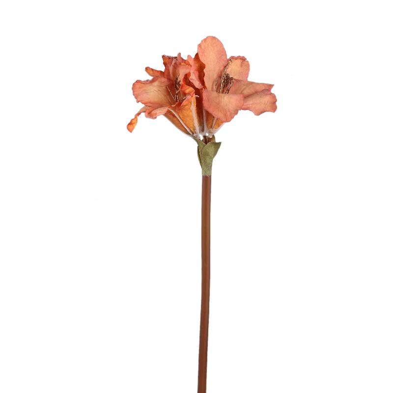 Amaryllis Flower - Orange Amaryllis Stem, Metal, Plastic, Canvas | PTMD