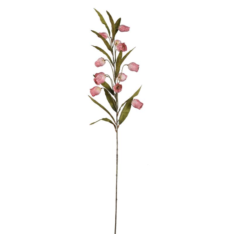 Gartenblume – Rosa Sandersonia Blume Spray, Metall, Kunststoff, Leinwand | PTMD