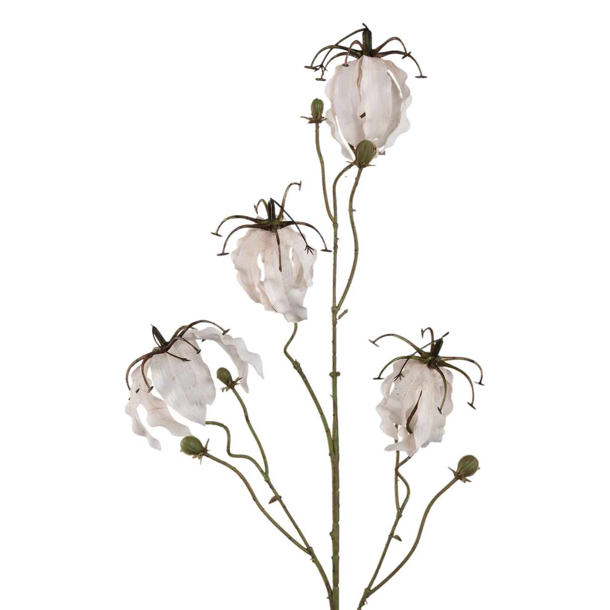 Gartenblume – Cremefarbener Gloriosa-Blütenspray aus Metall, Kunststoff und Canvas | PTMD