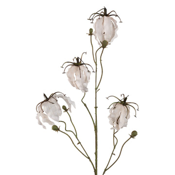 Gartenblume – Cremefarbener Gloriosa-Blütenspray aus Metall, Kunststoff und Canvas | PTMD