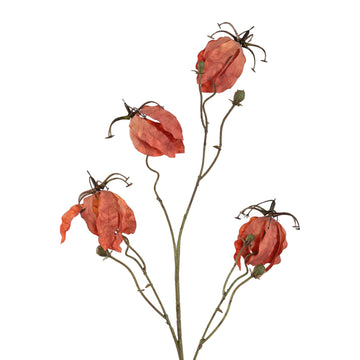 Gartenblume – Oranger Gloriosa-Blütenspray aus Metall, Kunststoff und Canvas | PTMD