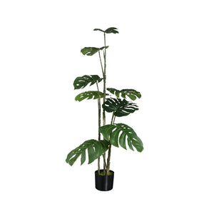 Tree green with Monstera plant, potted and made of plastic and polyester, S | PTMD