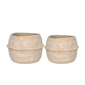 Topf – Wellenrand Design, Runde Form, Terrakotta Material, Natur – Kendra | PTMD