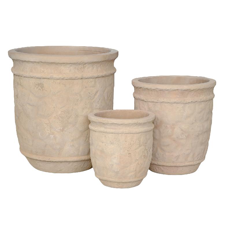 Pot - Terra Color, Terracotta Material, Stone Pattern Design - Kendra | PTMD