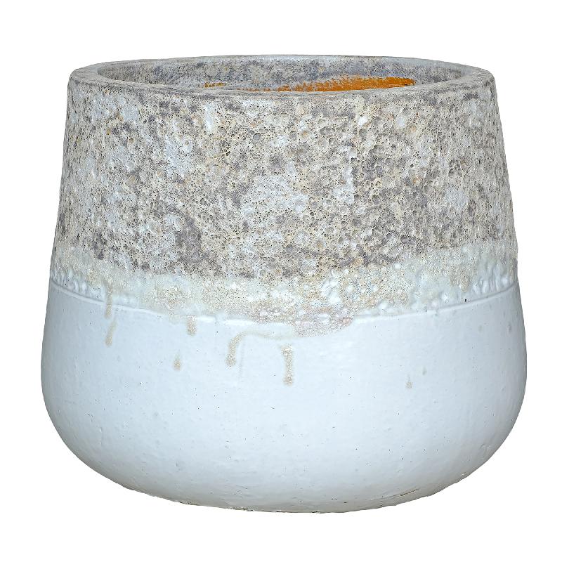 Pot – Ceramic Surface, Rough Edge Design, White, L – Lenz | PTMD