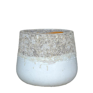 Pot - Ceramic surface, Rough rim design, White, S - Lenz | PTMD