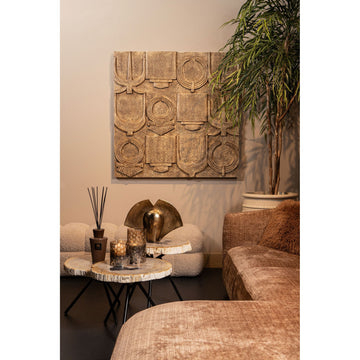 Wall Panel – Ancient Symbolism Design, MDF Construction, Beige Hue, Antique Style, L – Saku | PTMD