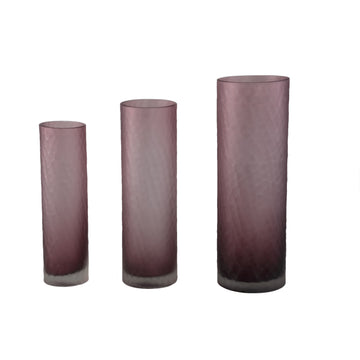 Vase – Hellrosa Glas, Geschliffene Oberfläche, Gerade Form, S – Paulene | PTMD