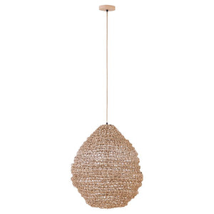 Pendelleuchte – Seildesign, Kugelform, Papiermaterial, Natur, L – Dayo | PTMD