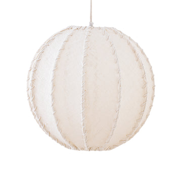 Hängelampe aus Jute und Eisen mit Cremeton und Flechtoptik in Kugelform, S – Myka | PTMD