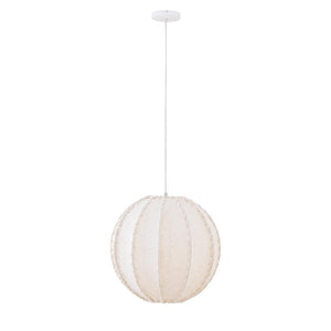 Hängelampe aus Jute und Eisen mit Cremeton und Flechtoptik in Kugelform, S – Myka | PTMD