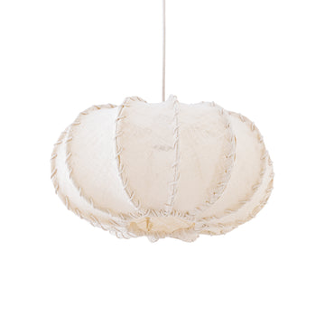 Pendelleuchte aus Jute und Eisen mit Cremeton und Flechtoptik in flachrunder Form, S – Myka | PTMD