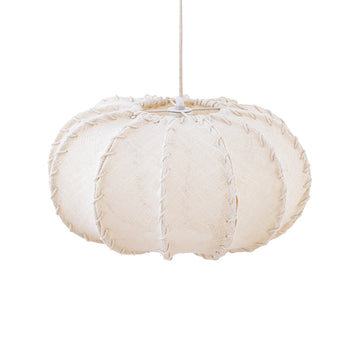 Pendelleuchte aus Jute und Eisen mit Cremeton und Flechtoptik in flachrunder Form, S – Myka | PTMD