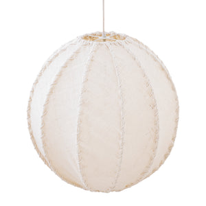 Hängelampe aus Jute und Eisen mit Cremeton und Flechtoptik in Kugelform, L – Myka | PTMD