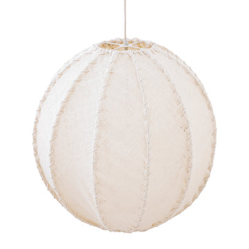 Hängelampe aus Jute und Eisen mit Cremeton und Flechtoptik in Kugelform, L – Myka | PTMD