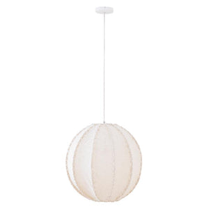 Hängelampe aus Jute und Eisen mit Cremeton und Flechtoptik in Kugelform, L – Myka | PTMD