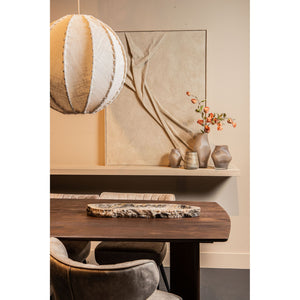 Hängelampe aus Jute und Eisen mit Cremeton und Flechtoptik in Kugelform, L – Myka | PTMD