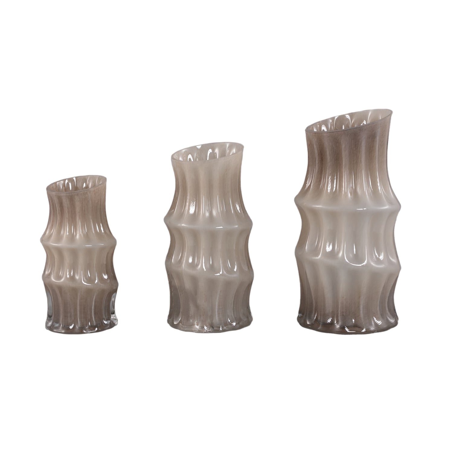 Vase - Cream-colored Glass, Angular Design, Round Shape, L - Anvi | PTMD