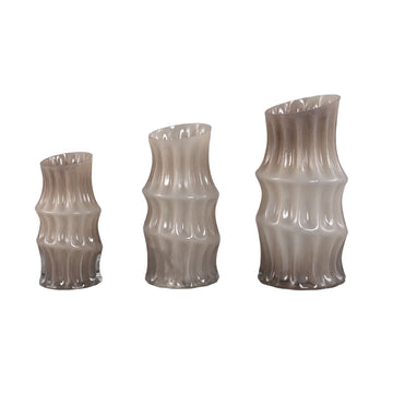 Vase - Cream-colored Glass, Angular Design, Round Shape, M - Anvi | PTMD