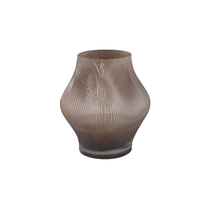 Vase – Cream-colored Glass, Wavy Design, Spiral Center, M – Caruso | PTMD