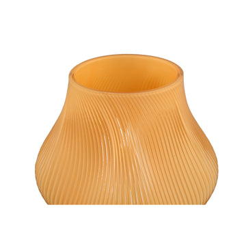 Vase - Yellow Solid Glass, Wavy Structure, Twisted Center, M - Caruso | PTMD