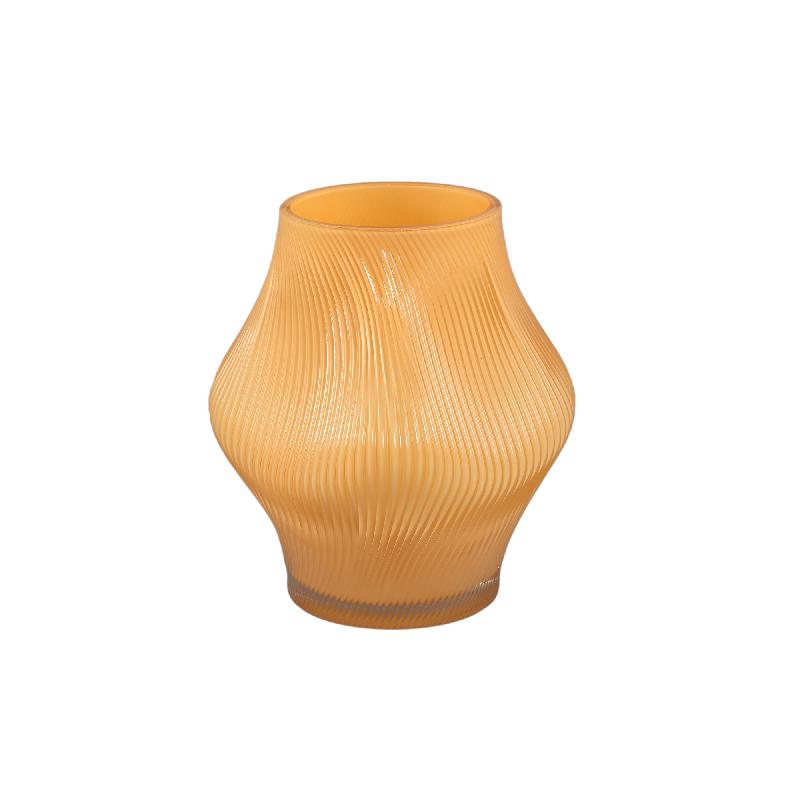 Vase - Yellow Solid Glass, Wavy Structure, Twisted Center, M - Caruso | PTMD