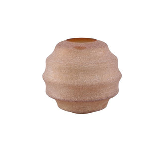 Vase – Bernsteinglas, Geschichtete Oberfläche, Runde Form, Niedrig – Elladie | PTMD